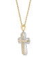 ფოტო #4 პროდუქტის Men's Lab Grown Diamond Cross 22" Pendant Necklace (1 ct. t.w.) in 14k Two-Tone Gold