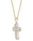 Men's Lab Grown Diamond Cross 22" Pendant Necklace (1 ct. t.w.) in 14k Two-Tone Gold