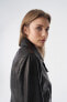 ფოტო #2 პროდუქტის Women's Classic Biker Jacket, Natural Grain Black