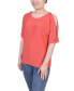 Фото #3 товара Petite Short Sleeve Honeycomb Textured Grommet Top