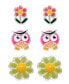ფოტო #1 პროდუქტის Children's Owl, Blossom, Flower Stud Earrings - Set of 3 in Sterling Silver