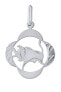 Silver pendant zodiac sign Taurus - four-leaf clover SILVEGOB10281S05