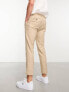 ASOS DESIGN wedding tapered wool mix smart trousers in tweed stone