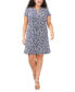 Фото #1 товара Plus Size Floral-Print Grommet-Trim Dress