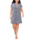 Plus Size Floral-Print Grommet-Trim Dress