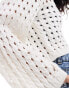 Фото #2 товара Miss Selfridge open stitch crochet long sleeve polo jumper in cream