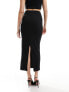 New Look ribbed midi skirt in black