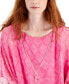 Фото #3 товара Women's Printed Poncho-Sleeve Necklace Top, Created for Macy's
