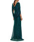 ფოტო #2 პროდუქტის Petite Metallic-Knit Draped Gown