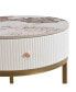 Фото #4 товара Sintered Stone Round Nightstand with Drawer