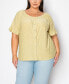 ფოტო #1 პროდუქტის Plus Size Swiss Dot Button Front Ruffle Sleeve Top