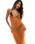 Фото #2 товара ASOS DESIGN ultimate hand embellished crochet maxi dress in orange