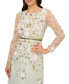 Women's Sheer-Sleeve Floral Beaded Gown