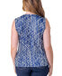 Фото #3 товара Print Pleated Crew Neckline Back Closure Sleeveless Top