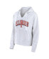 ფოტო #2 პროდუქტის Women's White/Gray Illinois Fighting Illini Arch Logo Striped Notch Neck Pullover Hoodie