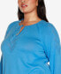 Фото #4 товара Plus Size Raglan Sleeve Pointelle Sweater