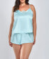 ფოტო #1 პროდუქტის Plus Size Isabella Satin 2 Piece Camisole Eyelash Lace Trim Pajama Set