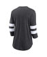 ფოტო #4 პროდუქტის Women's Heathered Charcoal Los Angeles Rams Super Bowl LVI Bound Classic Play Stripe 3/4-Sleeve Scoop Neck T-shirt
