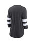 Фото #4 товара Women's Heathered Charcoal Los Angeles Rams Super Bowl LVI Bound Classic Play Stripe 3/4-Sleeve Scoop Neck T-shirt