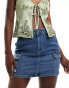 ONLY mini cargo skirt in medium blue wash