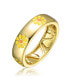 Фото #1 товара 14k Yellow Gold Plated with Yellow & Orange Enamel Daisy Stacking Band Ring for Kids/Teens