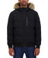 Фото #1 товара Men's Zip-Front Bomber Jacket with Faux Fur Hood