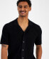 Men's Short Sleeve Button-Front Open Stitch Shirt