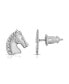 Silver-Tone Horse Stud Earrings