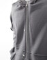 Фото #4 товара ASOS DESIGN zip through hoodie with distressing detailing in charcoal grey