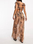 Фото #5 товара Miss Selfridge beach patchwork leoard frill cut out maxi dress
