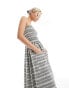 Daisy Street shirred bust maxi dress in textured check with rosette detail