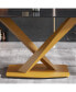 Фото #10 товара 63-Inch Modern Artificial Stone Black Straight Edge Golden Metal X-Leg Dining Table -6 People