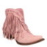 Junk Gypsy Spitfire Fringe Snip Toe Cowboy Booties Womens Pink Casual Boots JG00