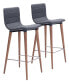 34" each, Set of 2 Wood, Polyester Jericho Counter Chair