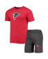 Фото #1 товара Men's Charcoal, Red Atlanta Falcons Meter T-shirt and Shorts Sleep Set