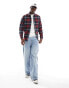 Lee worker check flannel overshirt relaxed fit in red/navy