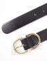 Vero Moda half moon gold buckle belt in black