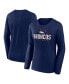 ფოტო #1 პროდუქტის Women's Navy Denver Broncos Plus Size Foiled Play Long Sleeve T-shirt
