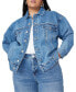 Фото #1 товара Women's Plus Size Oversized Denim Jacket