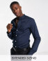 Фото #1 товара ASOS DESIGN skinny fit shirt with grandad collar in navy