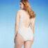 Women's Crochet Lace-Up One Piece Swimsuit - Shade & Shore Cream S