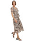 ფოტო #1 პროდუქტის Women's Ruffle-Front Clip-Dot Midi Dress