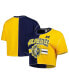 Women's Navy, Maize Michigan Wolverines Colorblock Cropped T-shirt