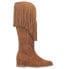 Фото #1 товара Dingo Hassie Fringe Round Toe Wedge Pull On Womens Brown Casual Boots DI935-255