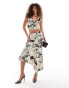 Something New cowl neck top co-ord in newspaper print