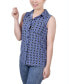 ფოტო #3 პროდუქტის Petite Sleeveless Notch Collar Button Front Blouse