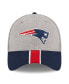 Men's Heather Gray, Navy New England Patriots Striped 39THIRTY Flex Hat