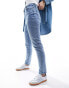 Pieces Bella high waisted tapered ankle jeans in light blue