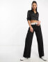 Stradivarius cropped satin shirt in black M - фото #8