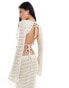 Фото #4 товара ASOS DESIGN co-ord linear textured long sleeve top with open back in ivory